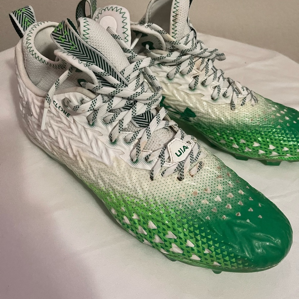 Under Armour Green and White Sports Cleats